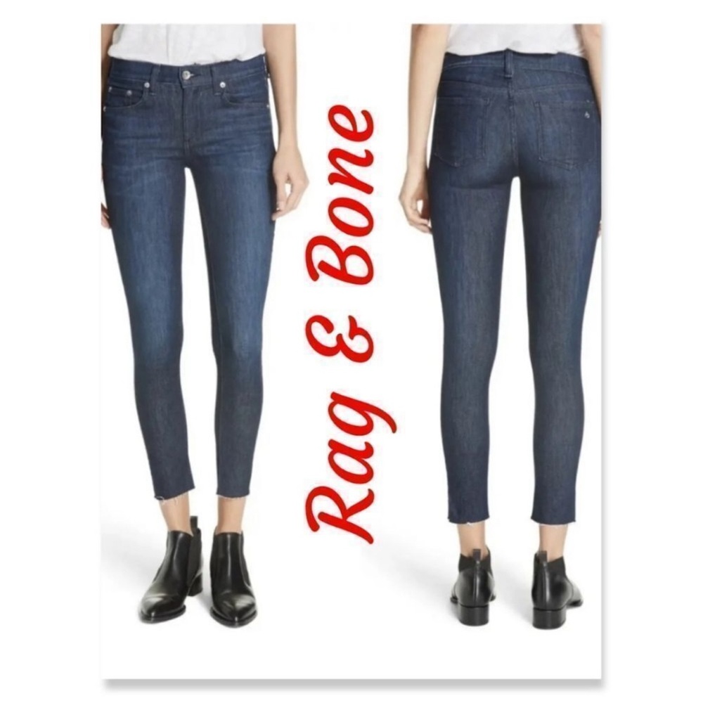 Rag & Bone Ankle Skinny Jeans - Raw Hem - Color Tonal River - Size 24